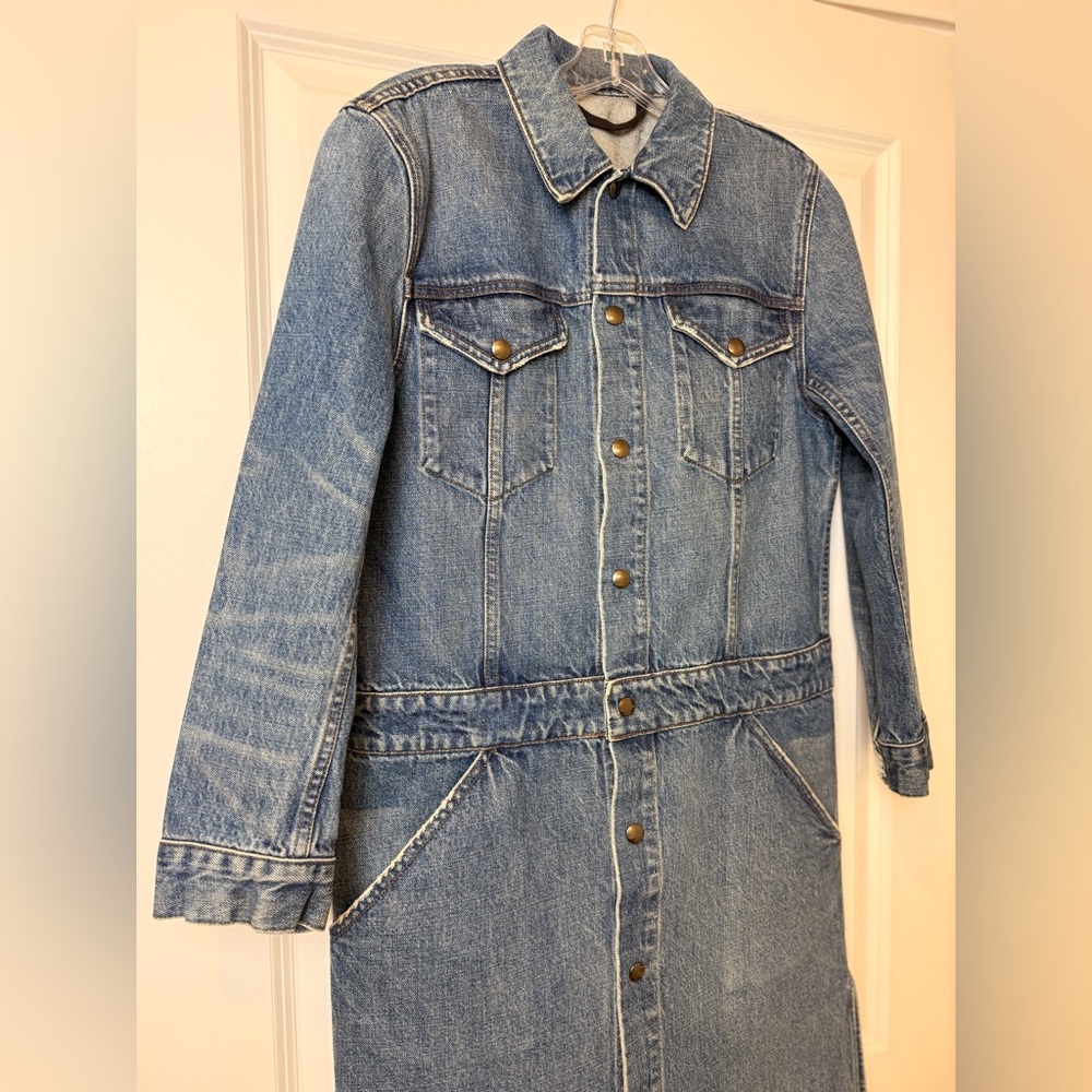 Helmut Lang VINTAGE Denim Trench Coat Dress Jacket Made in USA Size M | RARE - Picture 5 of 14